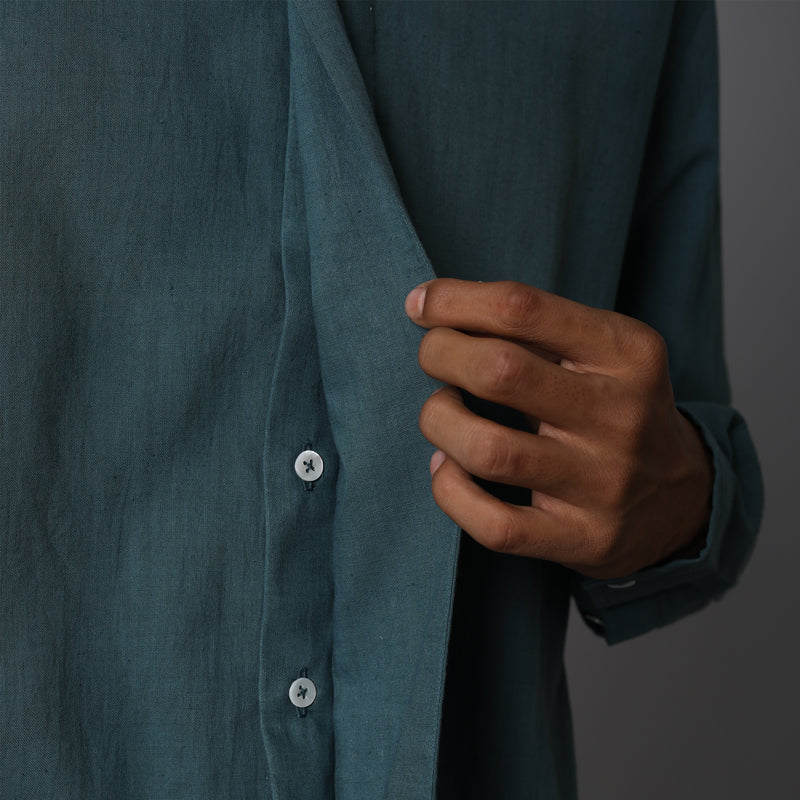 Potli Button Full Sleeve Short Kurta Cotton