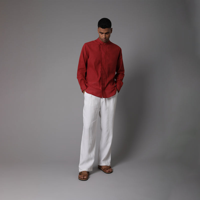 Potli Button Full Sleeve Short Kurta Cotton