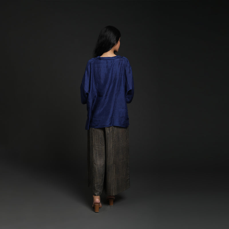 Free Size V Neck Top Mulberry Silk