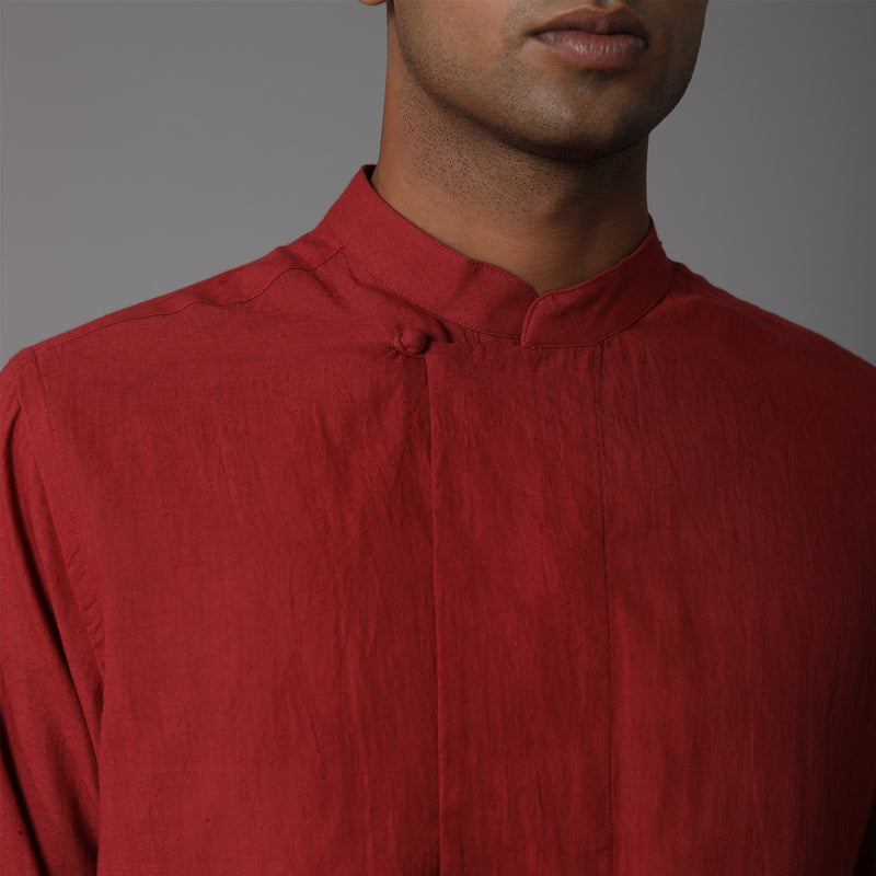 Potli Button Full Sleeve Short Kurta Cotton