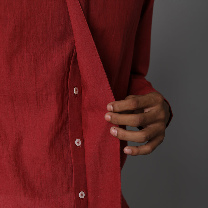 Potli Button Full Sleeve Short Kurta Cotton