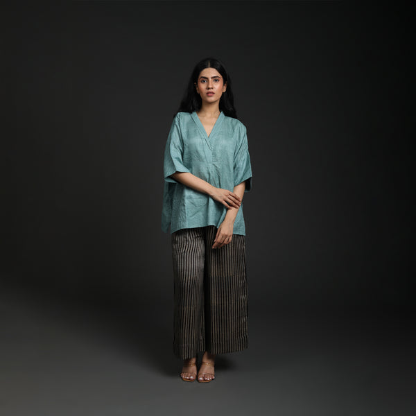 Free Size V Neck Top Tussar Silk