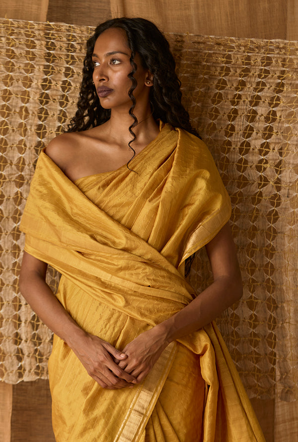 Vishwakarma Checks- Silk- Yellow