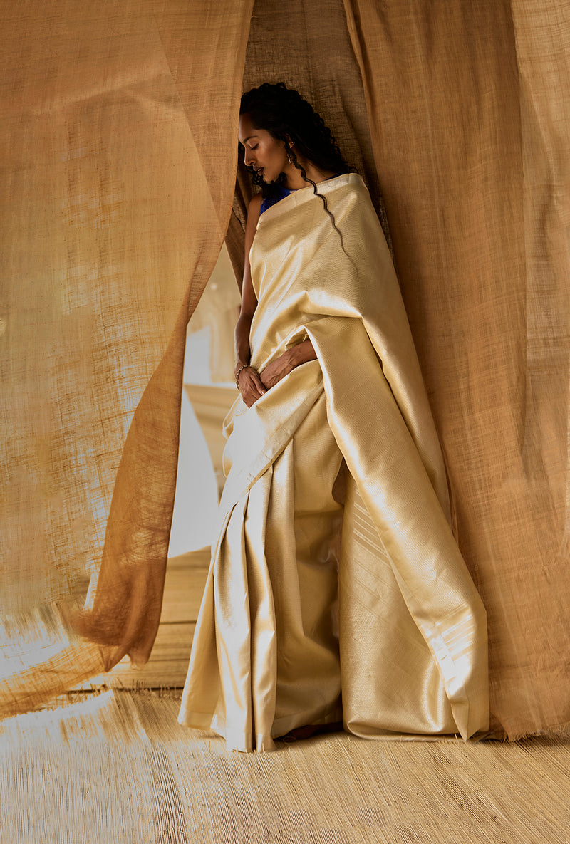 Silver Kanjeevaram Silk- Off-White