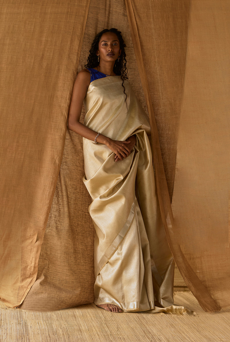 Silver Kanjeevaram Silk- Off-White