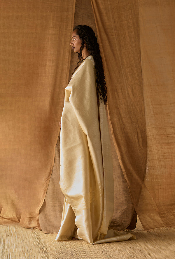 Silver Kanjeevaram Silk- Off-White