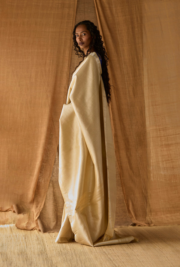 Silver Kanjeevaram Silk- Off-White