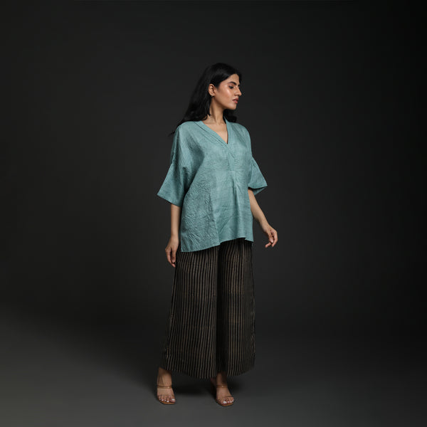 Free Size V Neck Top Tussar Silk