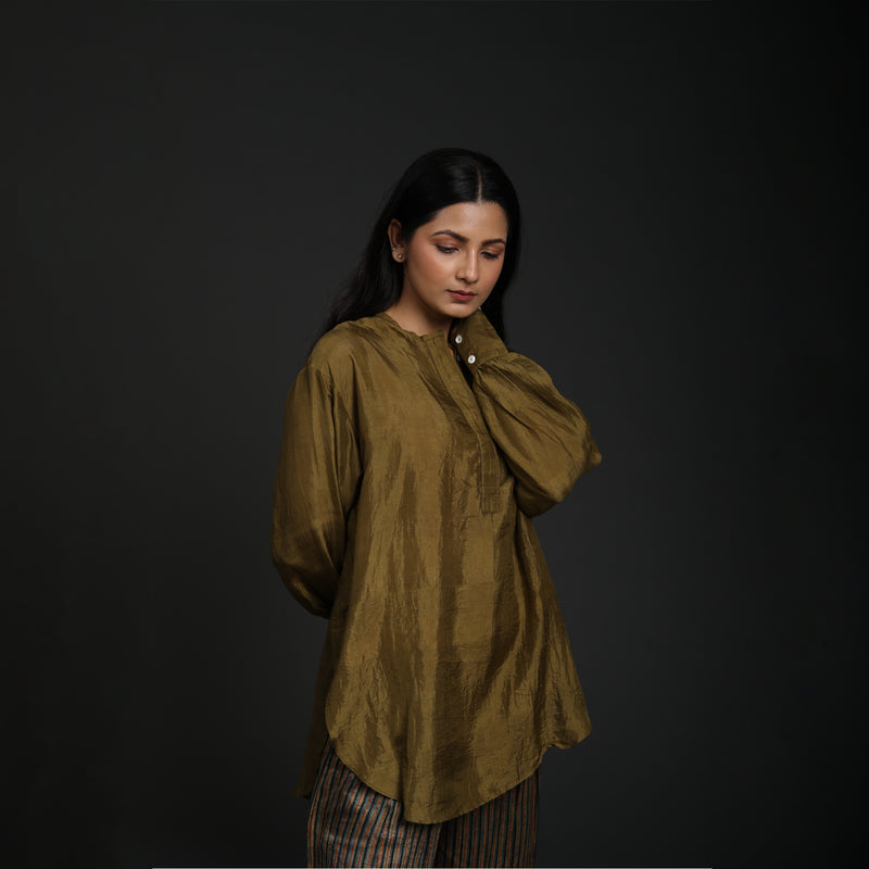 High Slit Long Top - Mulberry Silk