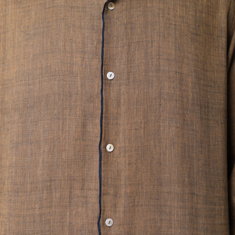 Regular Collar Full Sleeve Brown Cotton