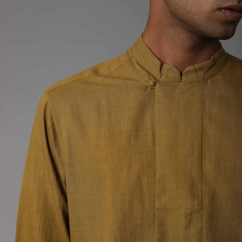 Potli Button Full Sleeve Short Kurta Cotton