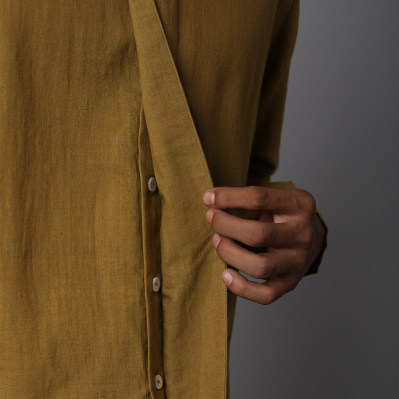 Potli Button Full Sleeve Short Kurta Cotton