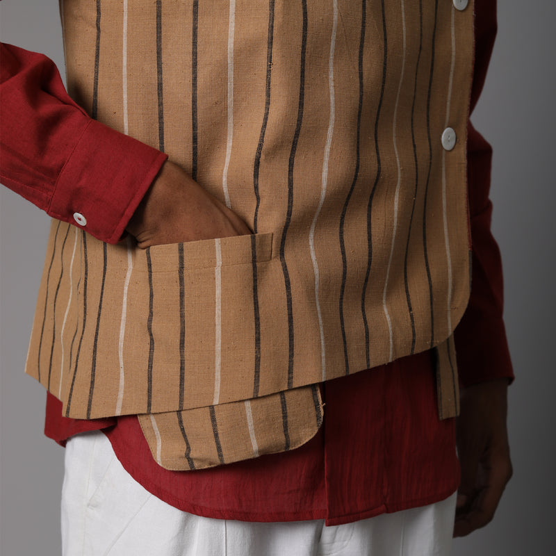 Asymmetric cotton jacket sleeveless