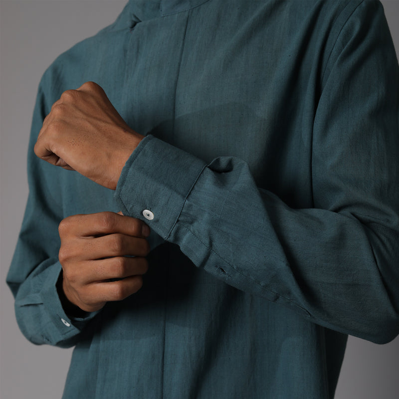 Potli Button Full Sleeve Short Kurta Cotton