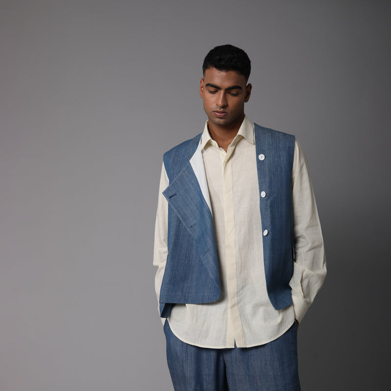 Asymmetric cotton jacket sleeveless