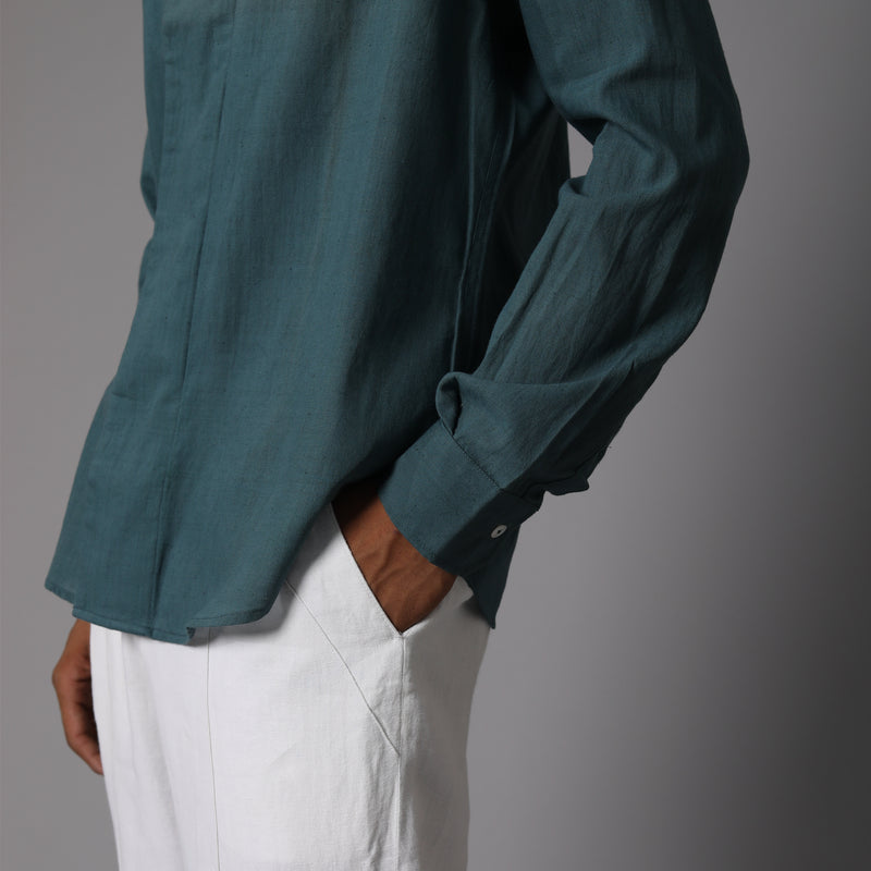Potli Button Full Sleeve Short Kurta Cotton