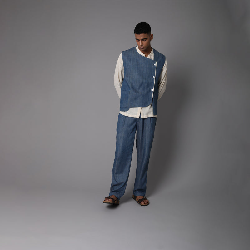 Asymmetric cotton jacket sleeveless