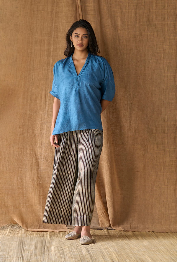 Free Size V Neck Top Mulberry Silk