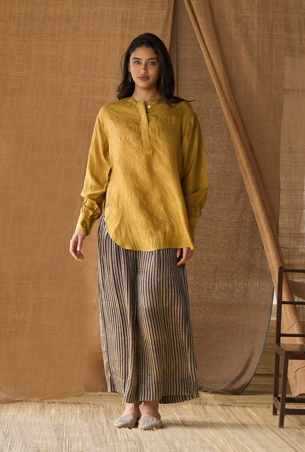 High Slit Long Top- Gold