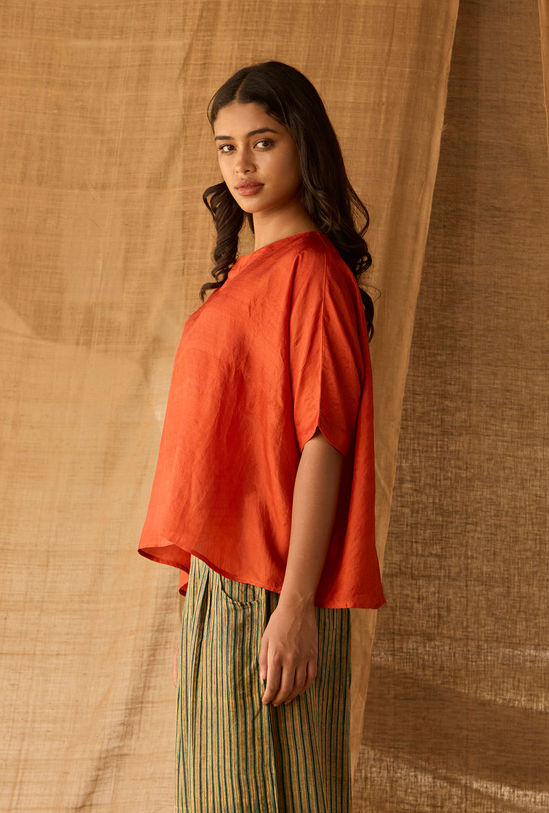 Free Size Box Top - Mulberry Silk - Rust