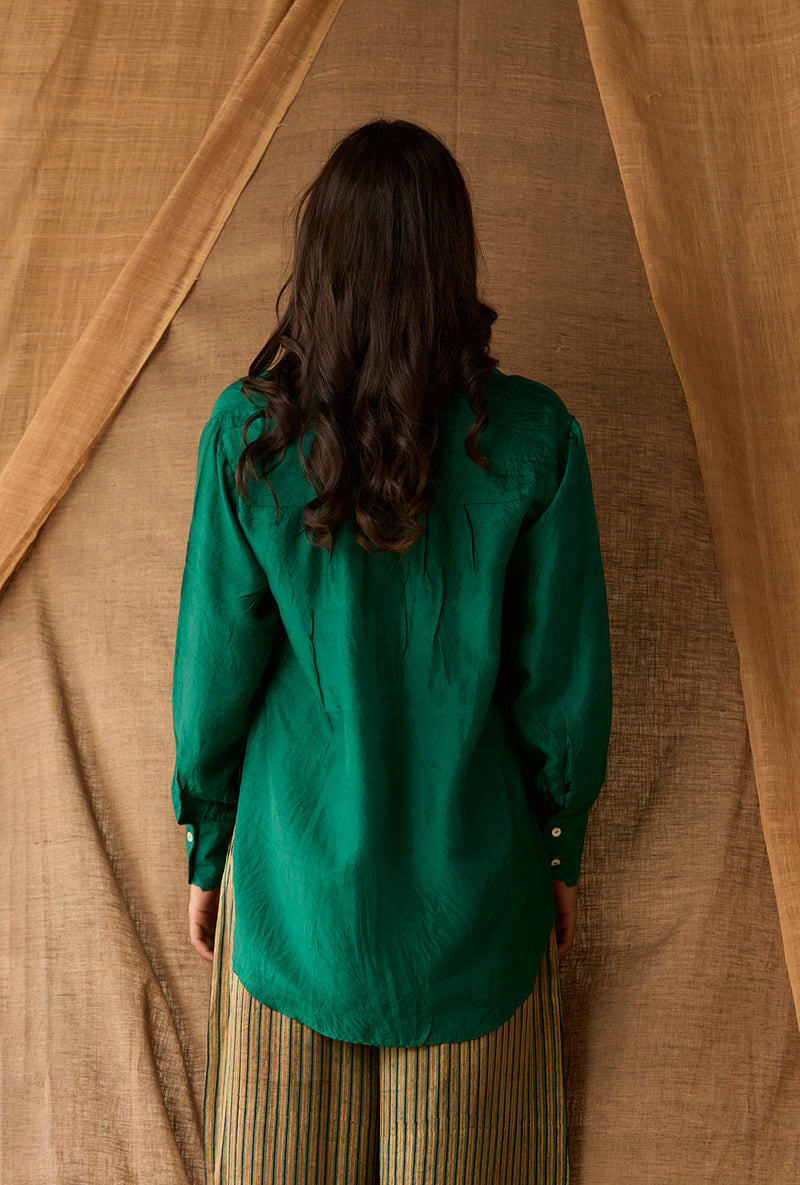 High Slit Top- Emerald Green