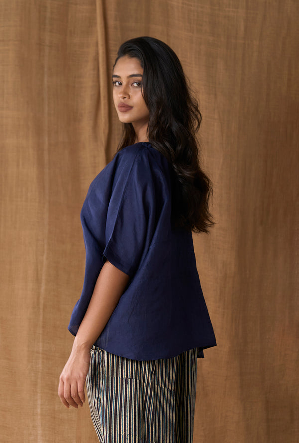 Free Size Box Top - Mulberry Silk - Indigo