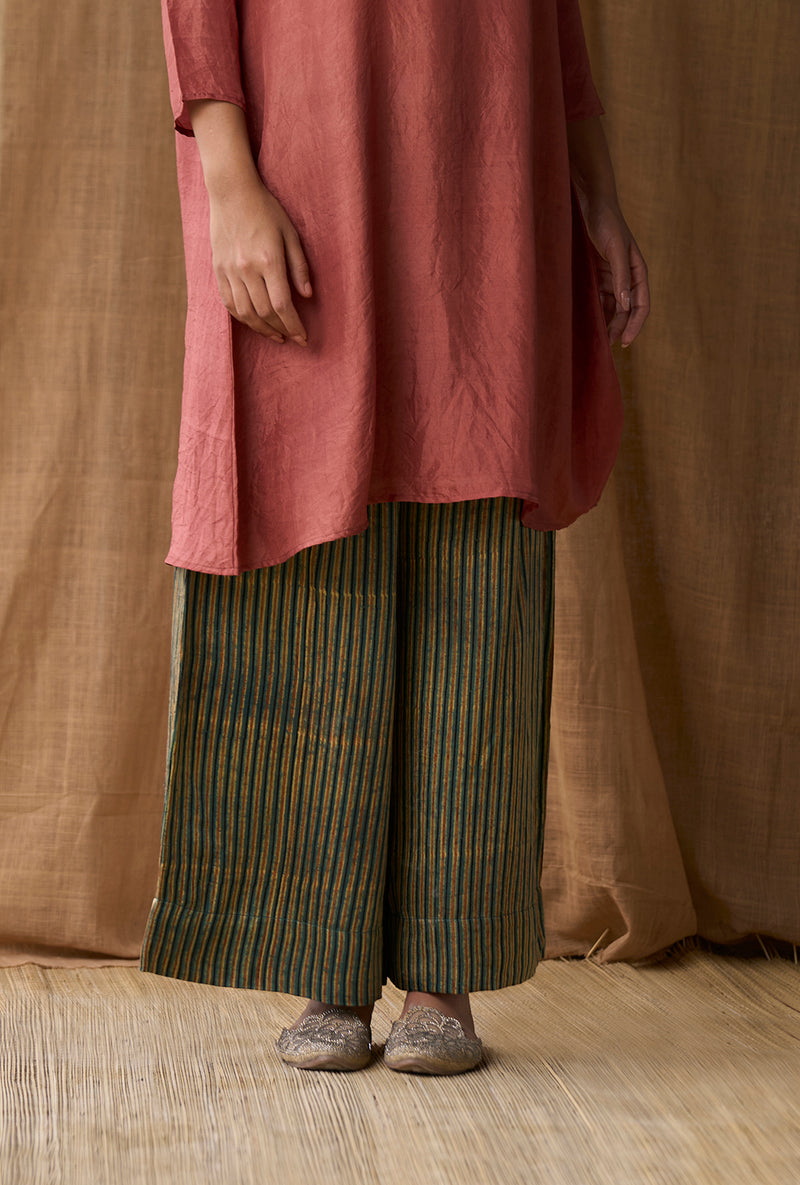 Boat Neck Dress Silk - Rust