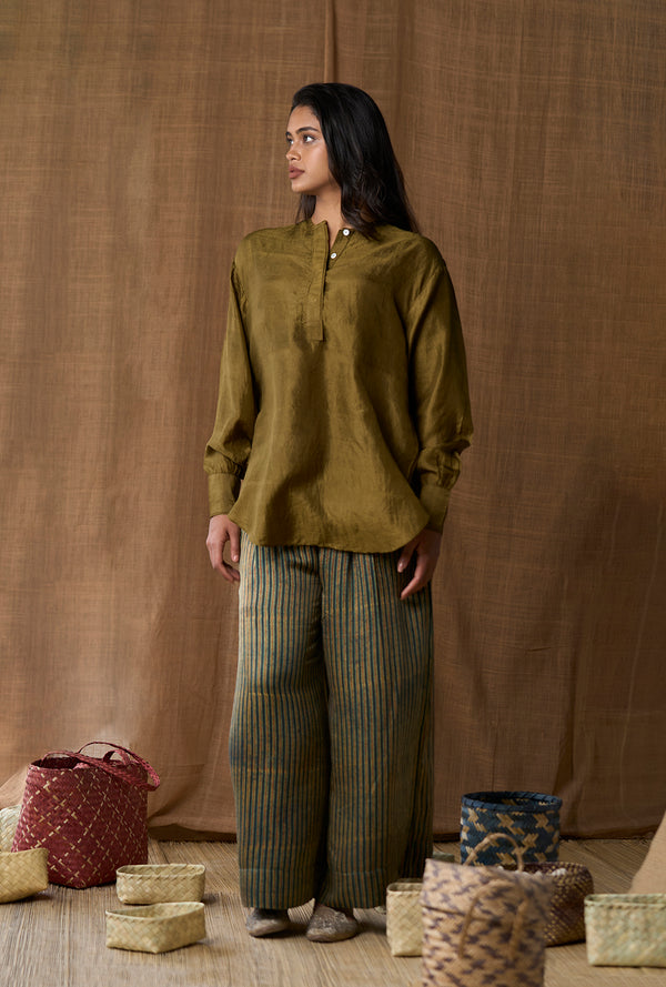 High Slit Long Top- Olive