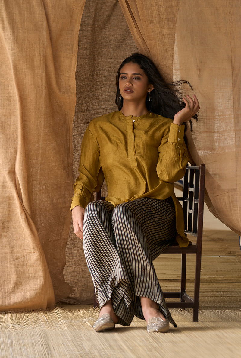 High Slit Long Top- Gold