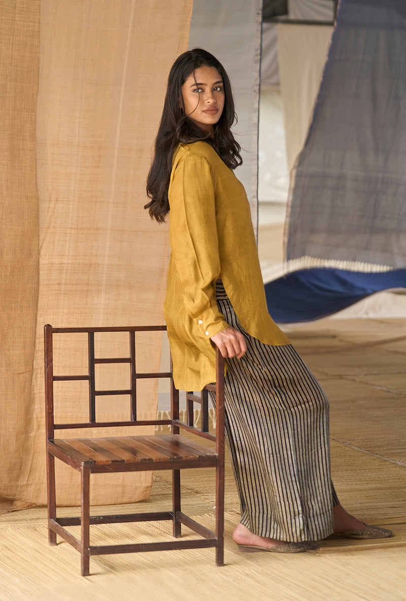 High Slit Long Top- Gold