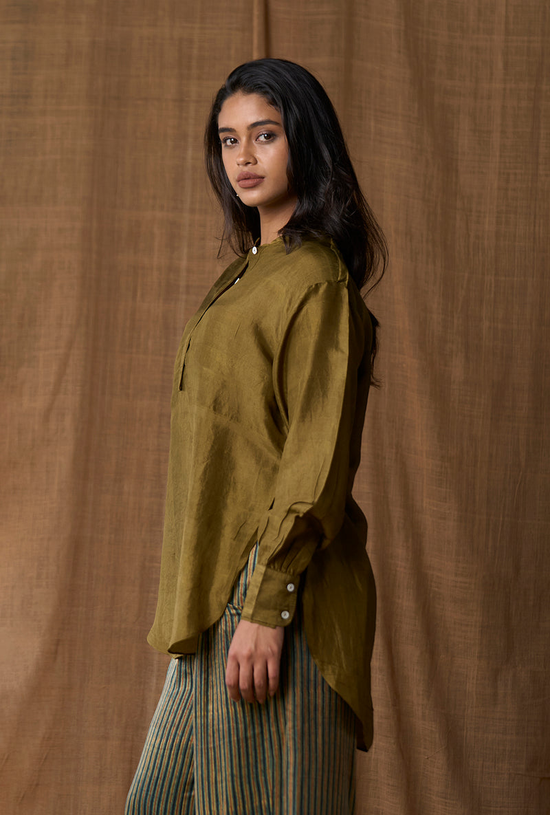 High Slit Long Top- Olive