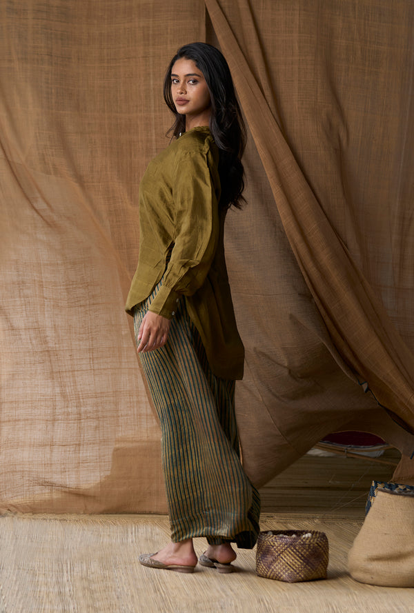 High Slit Long Top- Olive