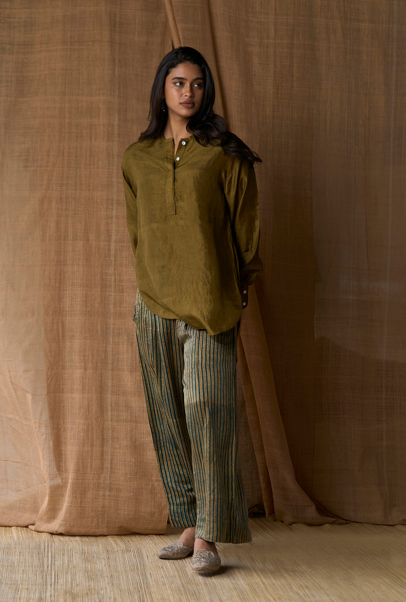 High Slit Long Top- Olive