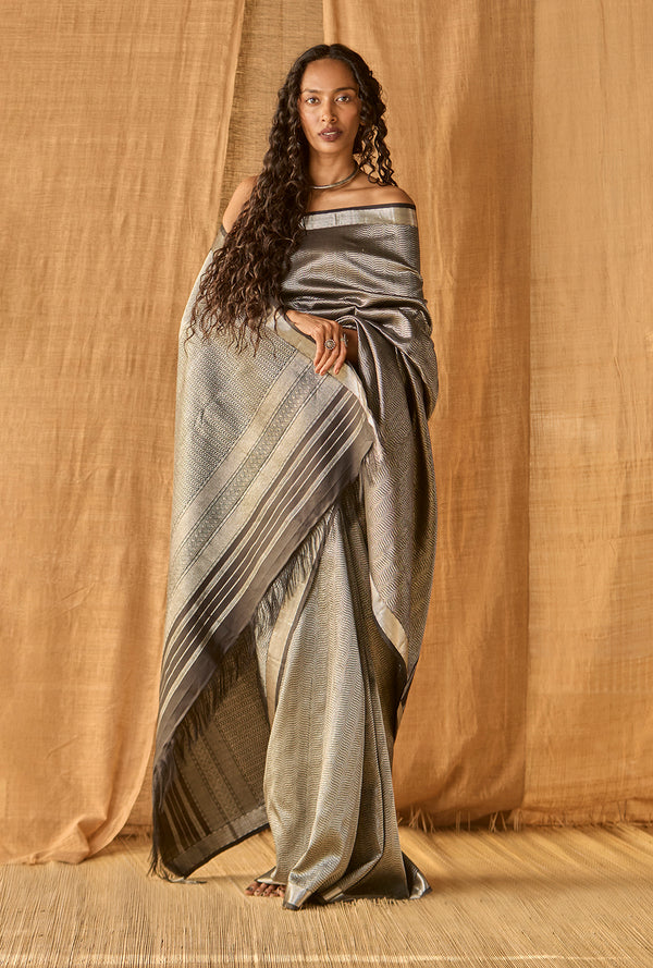 Silver Kanjeevaram- Black